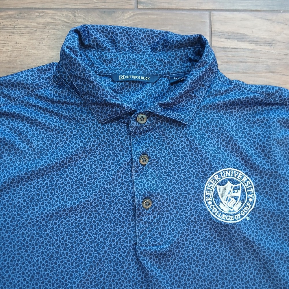 Cutter Buck Polo Mens Large Blue Keiser College of Golf‎ Performance Stretch